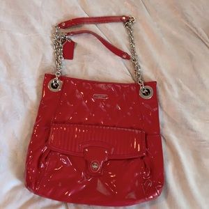 COACH Red Patent Leather Quilted Poppy Liquid Glass shoulder bag or cross body